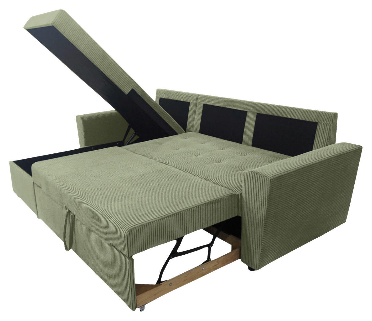 ECKSOFA TERMOLI Mintgrün Cord  - Schwarz/Mintgrün, Design, Kunststoff/Textil (155/231cm) - MID.YOU