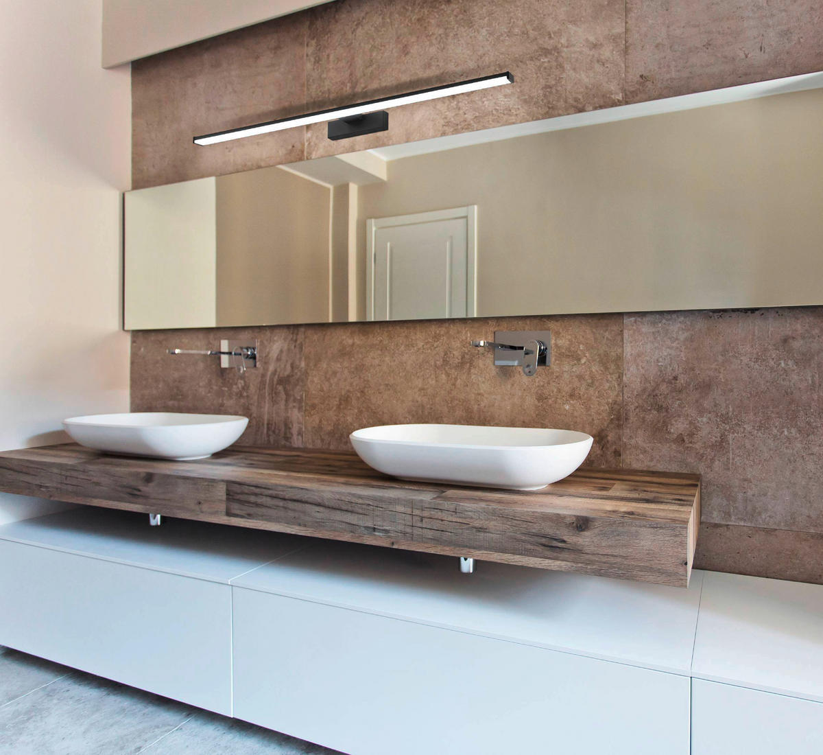 BADEZIMMER-WANDLEUCHTE 78 cm   - Schwarz/Weiß, Basics, Kunststoff/Metall (78cm) - Celina