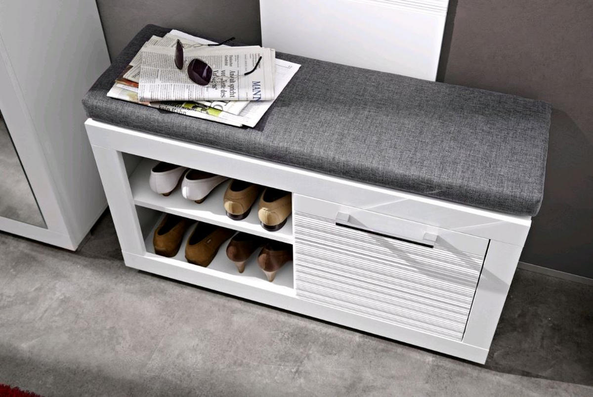 BANCĂ PENTRU HOL 92/50/37 cm  - argintiu/alb, Design, plastic/metal (92/50/37cm) - Carryhome