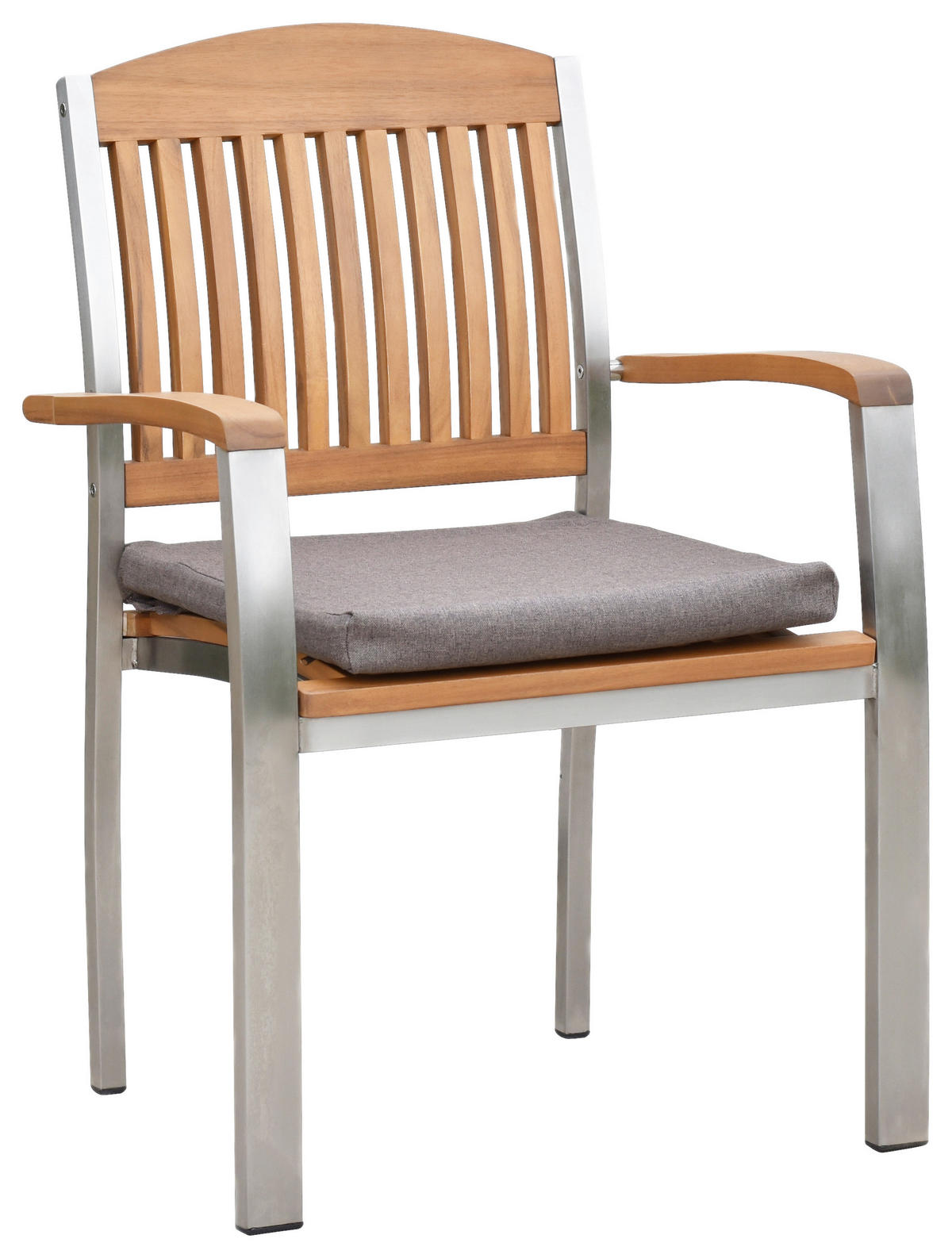 GARTENSET 13-teilig  - Edelstahlfarben/Braun, MODERN, Holz/Textil - Gardenson
