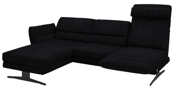 ECKSOFA  in Flachgewebe Schwarz  176-217/279-327 cm  - Schwarz, Design, Textil/Metall (176-217/279-327cm) - Dieter Knoll