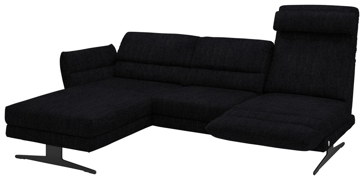 ECKSOFA in Flachgewebe Schwarz  - Schwarz, Design, Textil/Metall (176-217/279-327cm) - Dieter Knoll