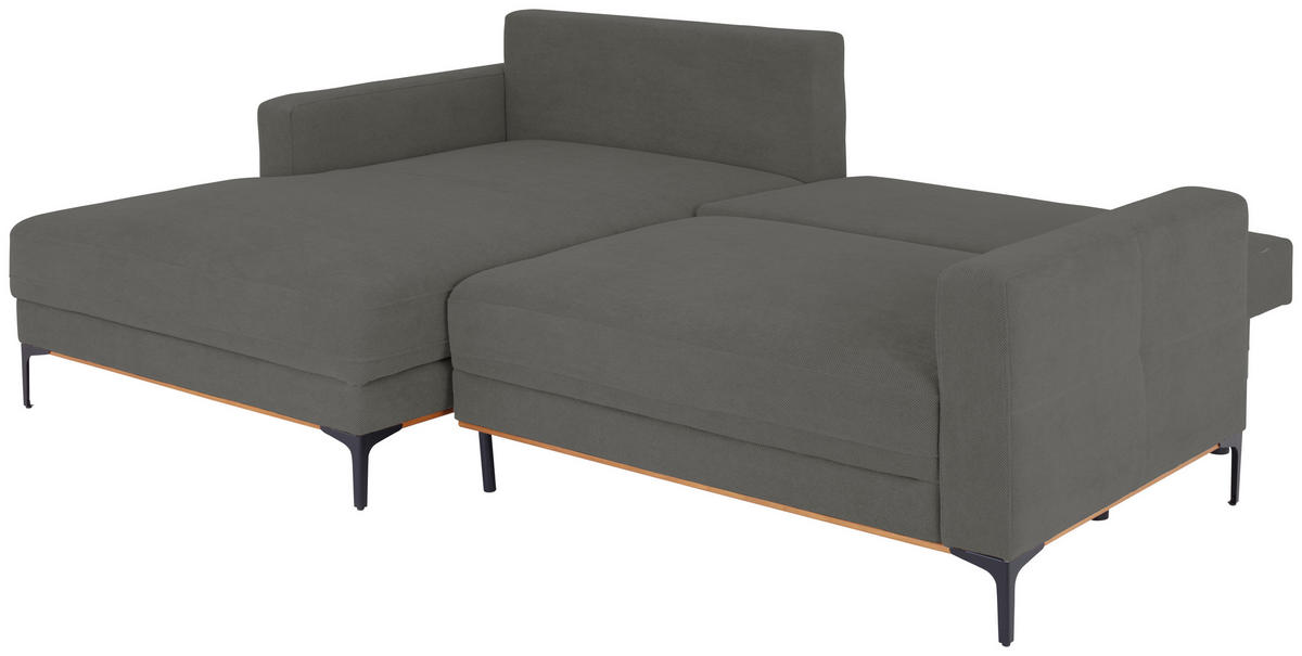 ECKSOFA Dunkelgrau  - Dunkelgrau/Schwarz, MODERN, Textil/Metall (162/238cm) - Ondega