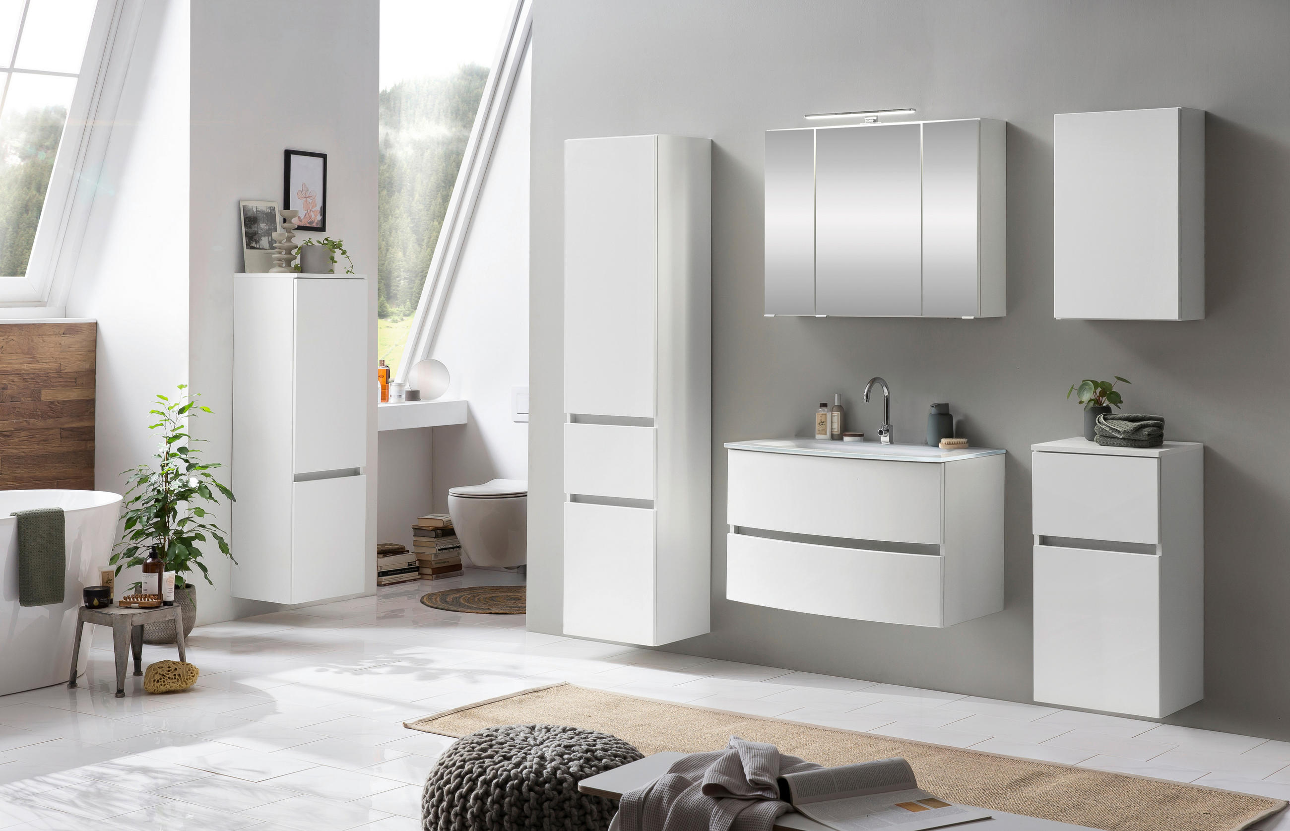 HOCHSCHRANK 40/180/35 cm - Weiss/Silberfarben, Konventionell, Holzwerkstoff/Kunststoff (40/180/35cm) - Held