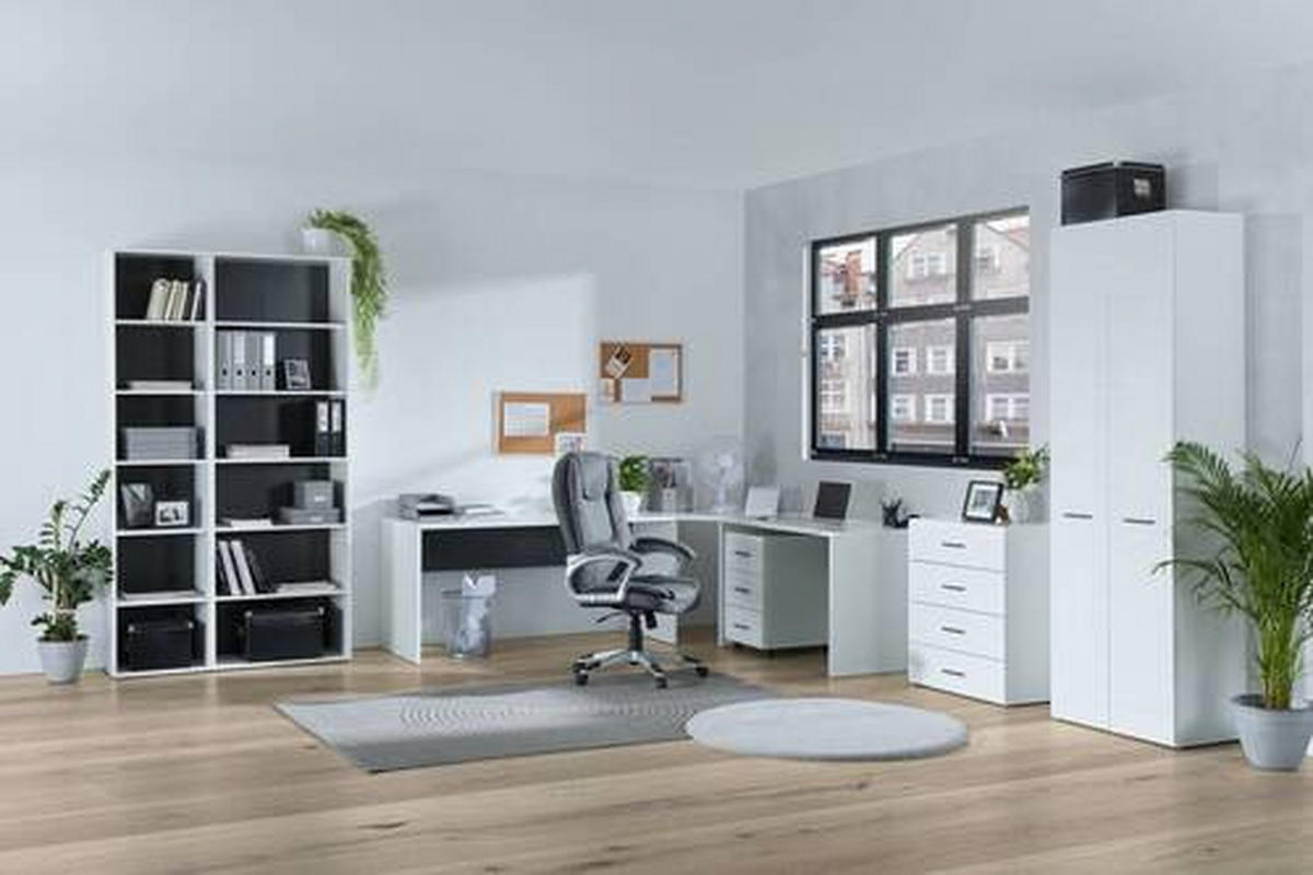 SKRINKA NA DOKUMENTY, antracitová, biela, biela s vysokým leskom, 75/185,6/41,6 cm - biela/biela s vysokým leskom, Basics, kompozitné drevo (75/185,6/41,6cm) - Hom`in