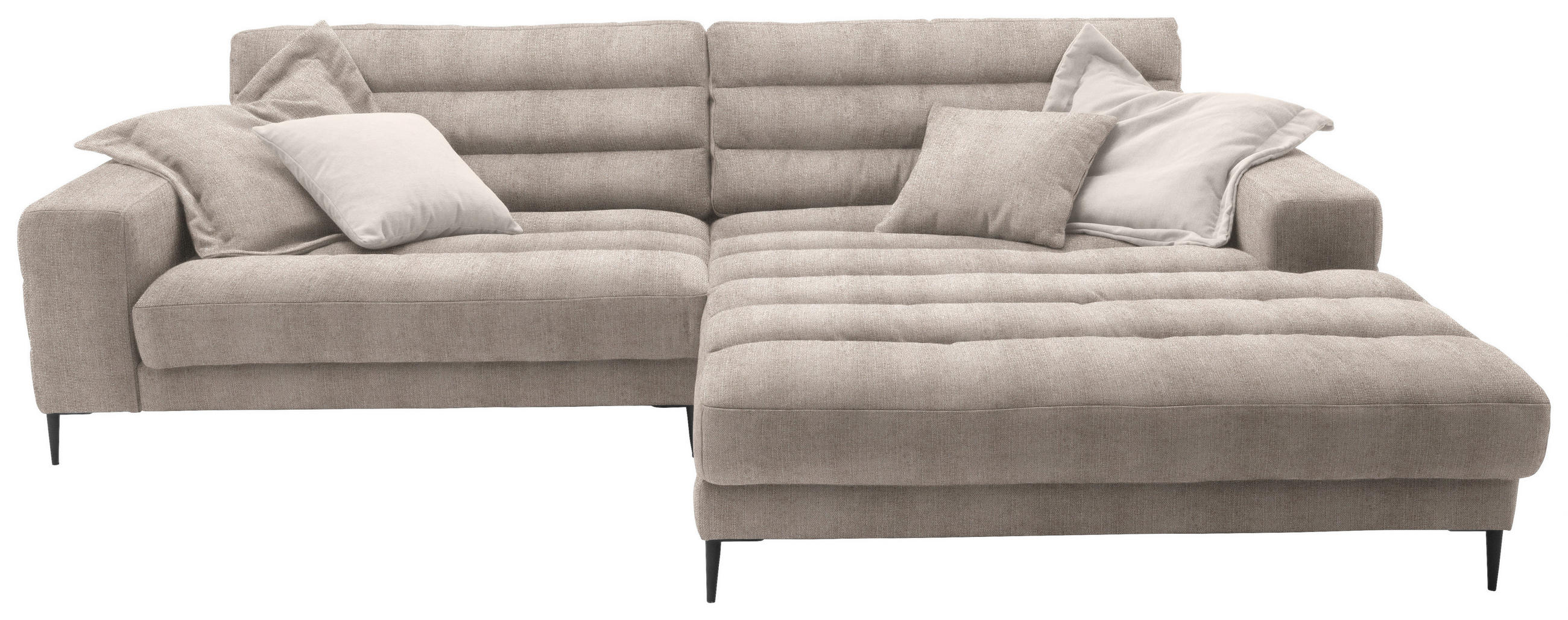 ECKSOFA in Flachgewebe Taupe  - Taupe/Schwarz, Design, Textil/Metall (296/207cm) - Dieter Knoll