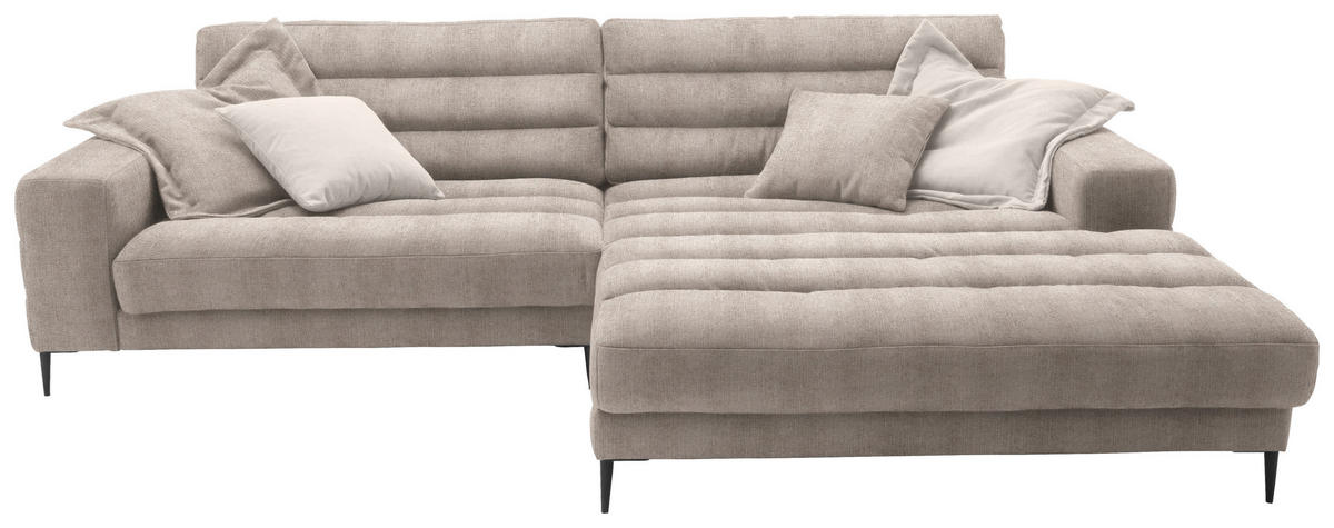 ECKSOFA in Flachgewebe Taupe  - Taupe/Schwarz, Design, Textil/Metall (296/207cm) - Dieter Knoll