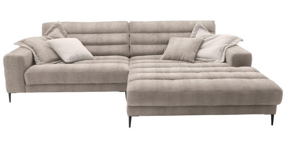 ECKSOFA in Flachgewebe Taupe  - Taupe/Schwarz, Design, Textil/Metall (296/207cm) - Dieter Knoll