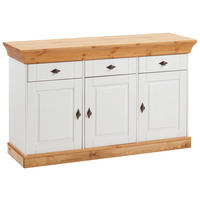SIDEBOARD  143/85/45 cm 3 Schublade(n)  - Laugenfarbig/Weiß, ROMANTIK / LANDHAUS, Holz/Metall (143/85/45cm) - Boxxx