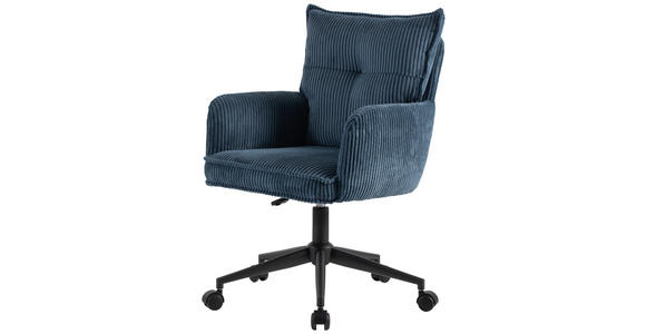 DREHSTUHL Webstoff Blau, Schwarz  - Blau/Schwarz, Design, Kunststoff/Textil (58/84,5-92/64cm) - Carryhome