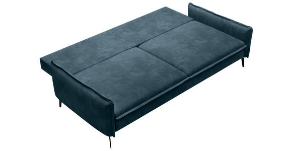 SCHLAFSOFA  mit Liegefunktion, Rücken echt Chenille Blau  - Blau/Schwarz, KONVENTIONELL, Textil/Metall (223/89/107cm) - Carryhome