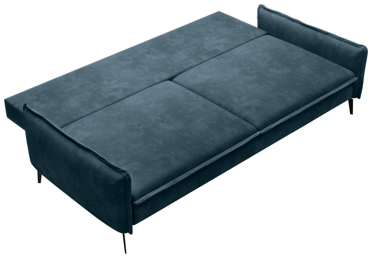 SCHLAFSOFA Chenille Blau  - Blau/Schwarz, KONVENTIONELL, Textil/Metall (223/89/107cm) - Carryhome