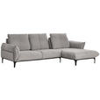 ECKSOFA in Webstoff Graubraun  - Graubraun/Schwarz, Natur, Textil (277/182cm) - Valnatura