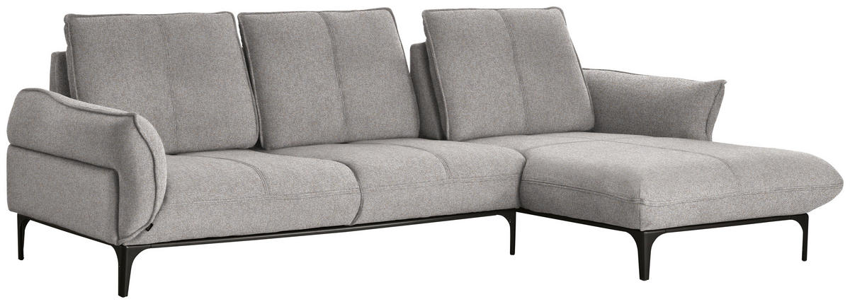 ECKSOFA in Webstoff Graubraun  - Graubraun/Schwarz, Natur, Textil (277/182cm) - Valnatura