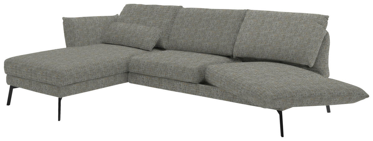 ECKSOFA in Flachgewebe Taupe  175/277 cm  - Taupe/Schwarz, Design, Textil/Metall (175/277cm) - Schöner Wohnen