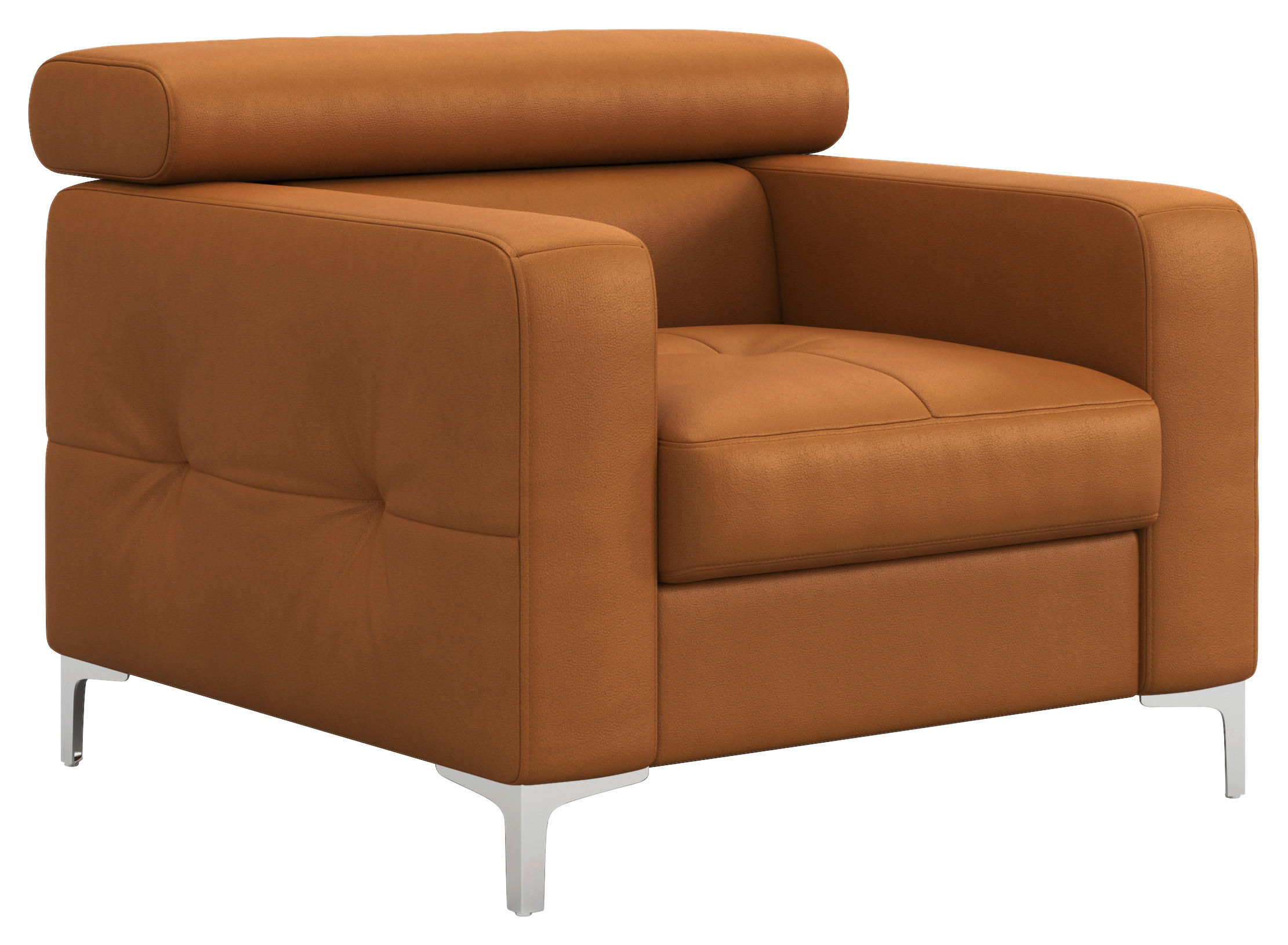 SESSEL in Echtleder Gelb  - Chromfarben/Gelb, Design, Leder/Metall (99/78-92/106cm) - Livetastic