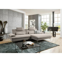 ECKSOFA Hellbraun Webstoff  - Hellbraun/Schwarz, Design, Textil/Metall (284/184cm) - Dieter Knoll