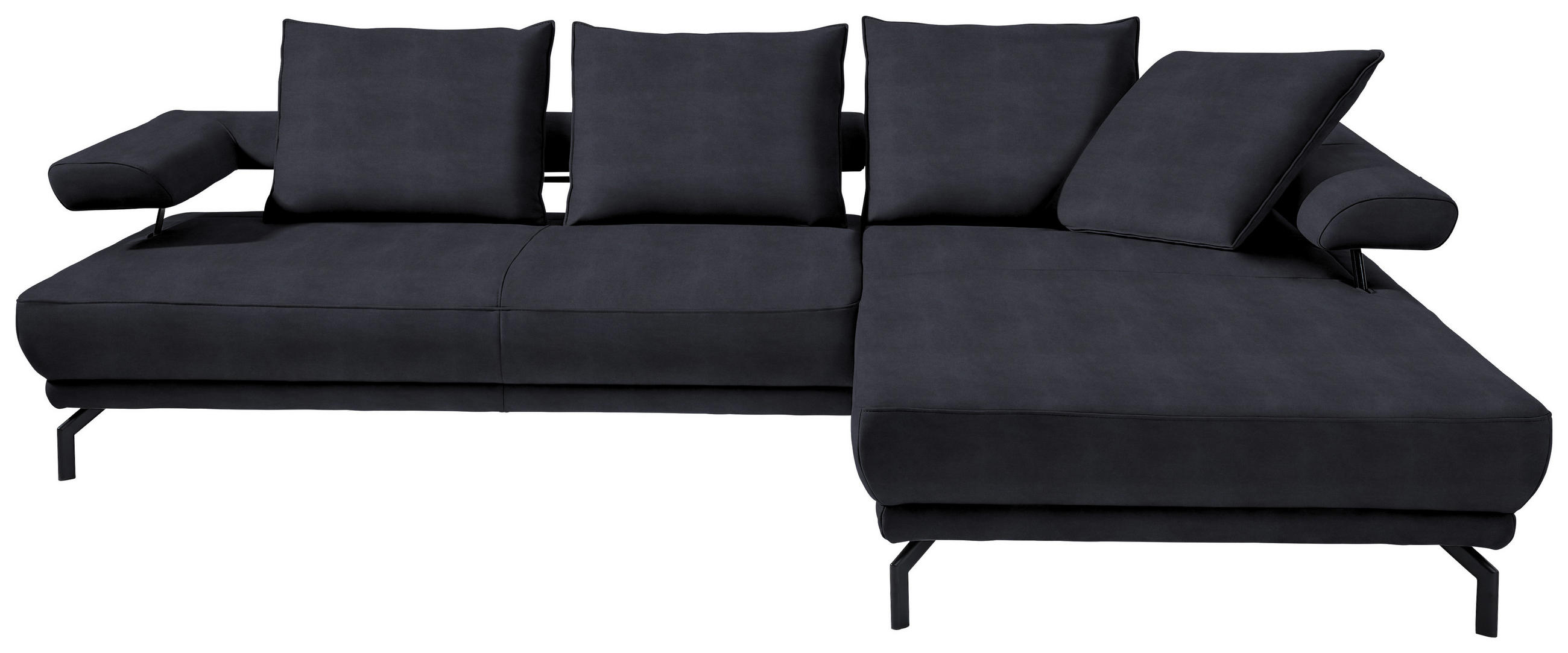 ECKSOFA in Mikrofaser Dunkelblau  305/224 cm  - Schwarz/Dunkelblau, Design, Textil/Metall (305/224cm) - Dieter Knoll