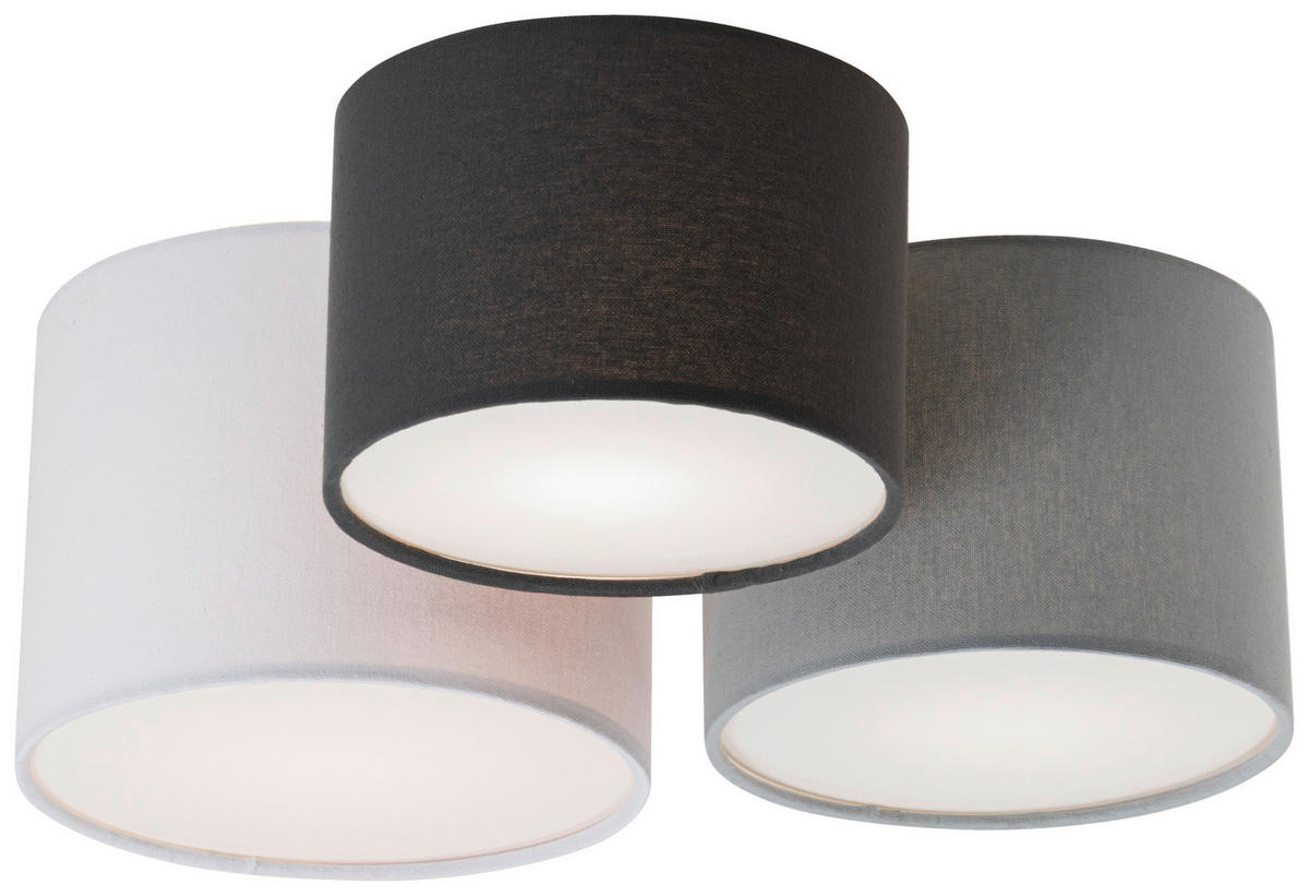 DECKENLEUCHTE 48/24 cm   - Anthrazit/Hellgrau, MODERN, Kunststoff/Textil (48/24cm) - Novel