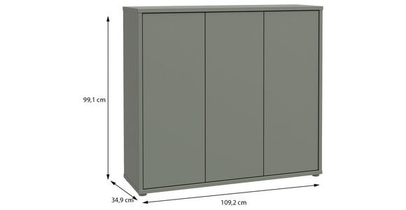 SCHUHSCHRANK Alice Springs  in 109,2/99,1/34,9 cm  - Salbeigrün/Grau, MODERN, Holzwerkstoff/Kunststoff (109,2/99,1/34,9cm) - Xora