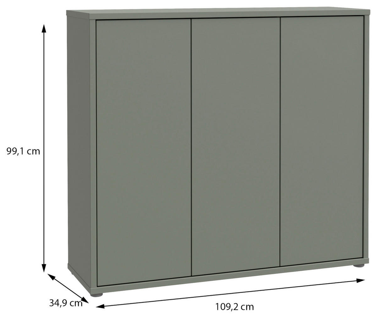 SCHUHSCHRANK Alice Springs  in 109,2/99,1/34,9 cm  - Salbeigrün/Grau, MODERN, Holzwerkstoff/Kunststoff (109,2/99,1/34,9cm) - Xora