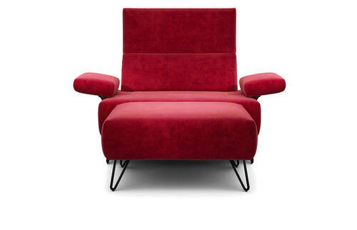SESSELSET in Samt Rot  - Rot/Schwarz, Design, Textil/Metall (114-142/85/86-94cm) - SENSOO