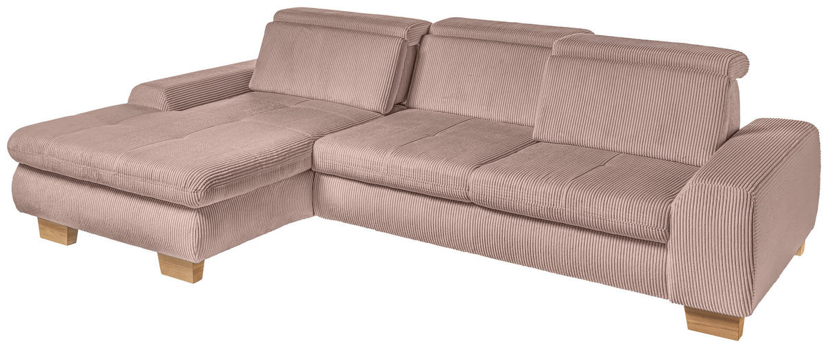 ECKSOFA Rosa Cord  - Eiche Bianco/Rosa, KONVENTIONELL, Holz/Textil (195/307cm) - SetOne by Musterring