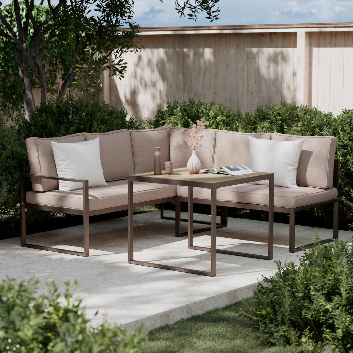 VRTNA GARNITURA   metal, plastika  bež    - bež, Moderno, metal/plastika (176/182cm) - Ambia Garden