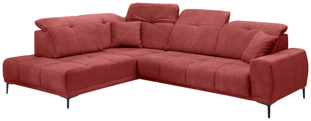 ECKSOFA Chenille Rot  - Rot/Schwarz, Basics, Textil/Metall (232/305cm) - Livetastic
