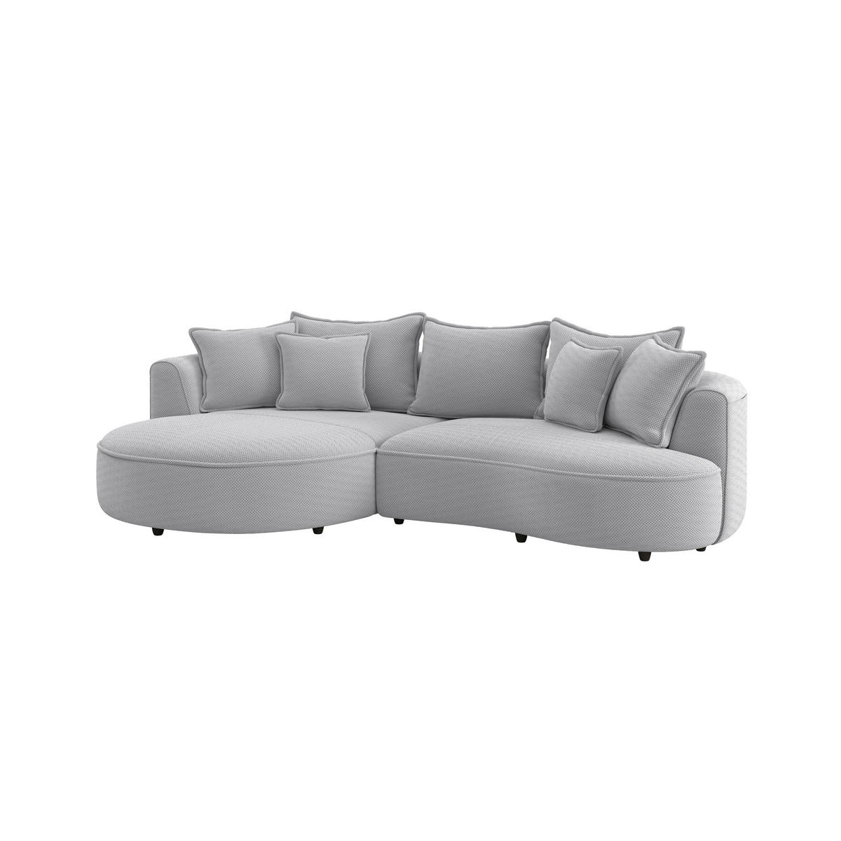 ECKSOFA LEVI Hellgrau Velours, Struktur  - Hellgrau/Schwarz, MODERN, Kunststoff/Textil (168/287cm) - Livetastic