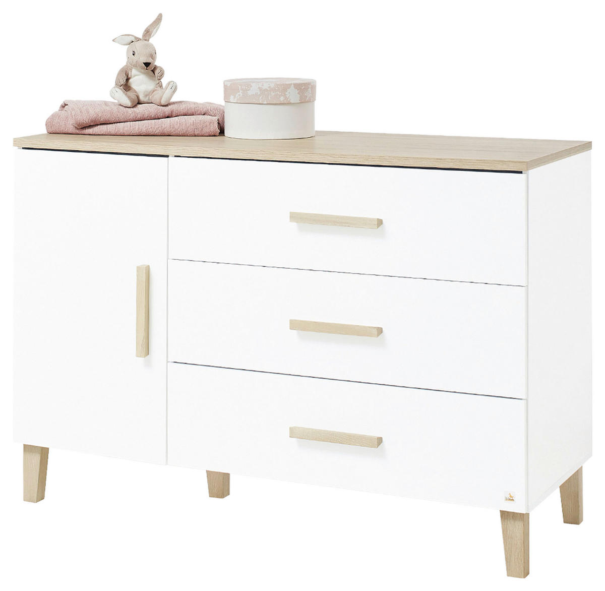BABYZIMMER LUMI  - Eichefarben/Weiß, Design, Holzwerkstoff - Pinolino