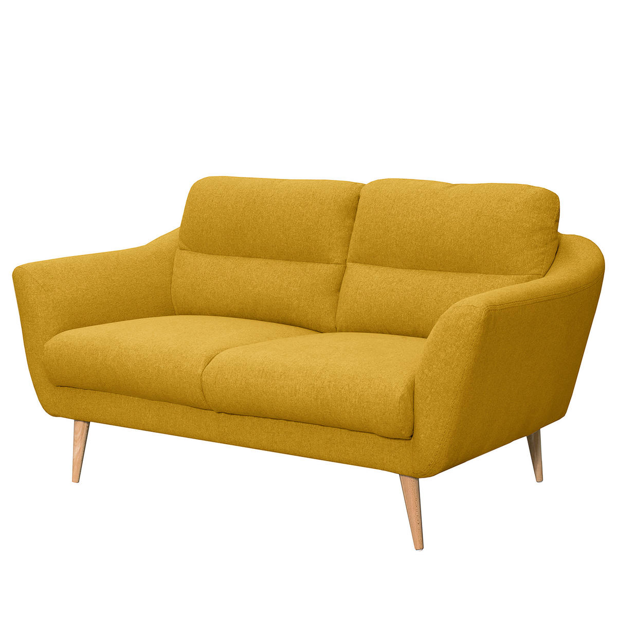 2-SITZER-SOFA in Webstoff Gelb  - Gelb/Buchefarben, Design, Holz/Textil (158/87/88cm) - Livetastic