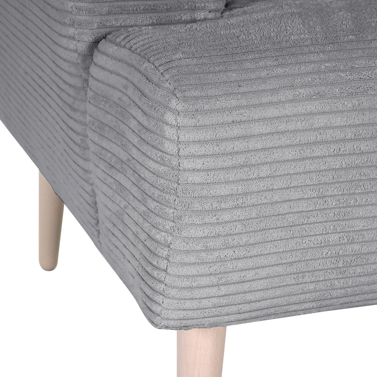 SESSEL in Cord Hellgrau  - Buchefarben/Hellgrau, Design, Holz/Textil (85/71/80cm) - Hom`in