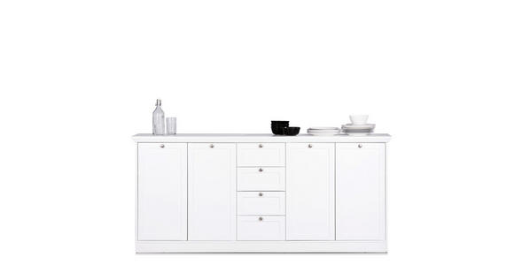 SIDEBOARD Weiß  - Silberfarben/Weiß, LIFESTYLE, Holzwerkstoff/Metall (200/90/40cm) - Carryhome