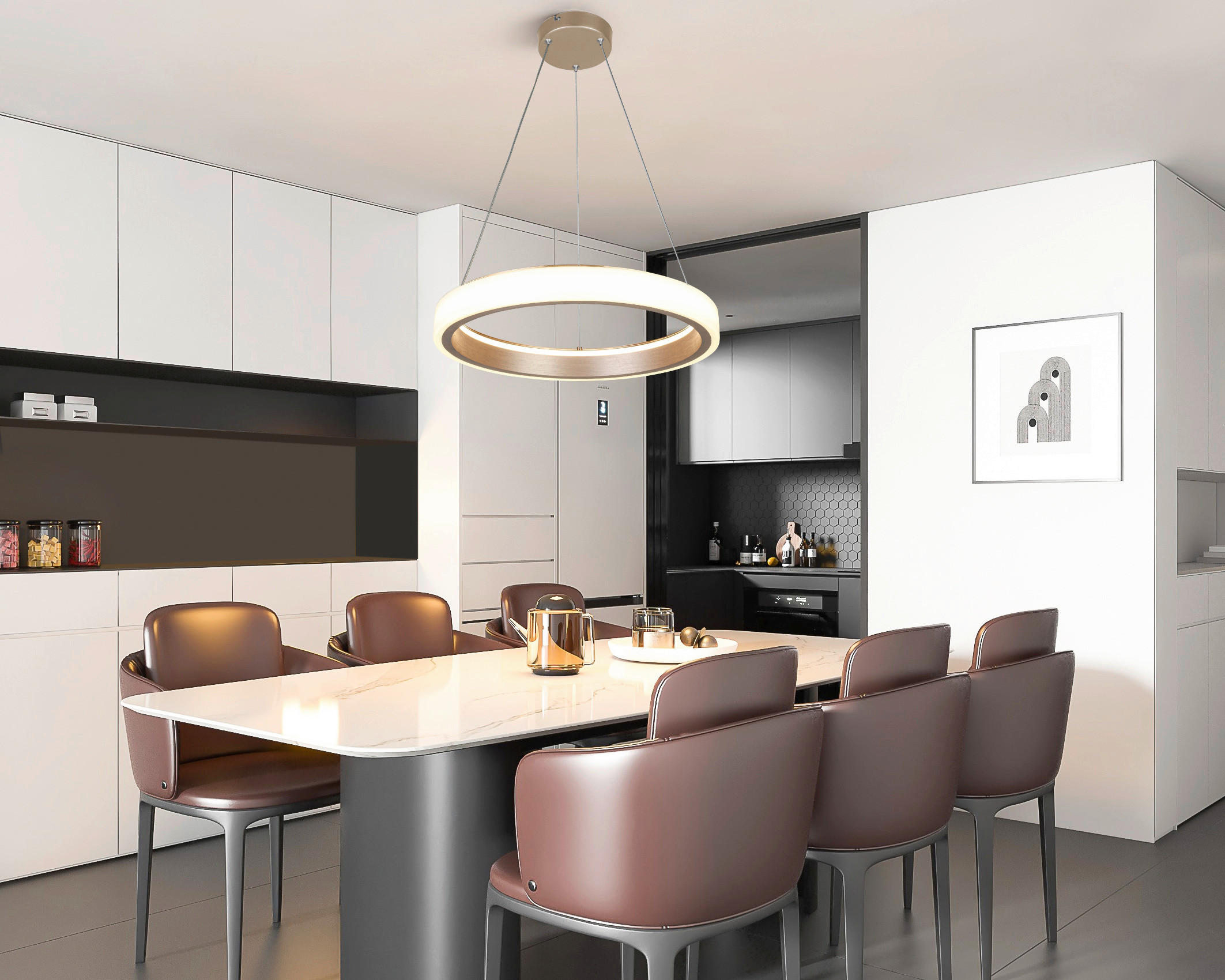 HÄNGELEUCHTE 50/120 cm    - Weiss/Cappuccino, Trend, Kunststoff/Metall (50/120cm) - Collet's Monde