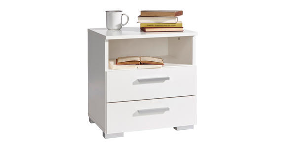 NACHTSCHRANK 45/47/35 cm  - Alufarben/Weiß, KONVENTIONELL, Holzwerkstoff/Kunststoff (45/47/35cm) - Carryhome