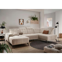 WOHNLANDSCHAFT SANO Beige Cord  - Beige/Schwarz, MODERN, Textil/Metall (180/337/200cm) - Livetastic