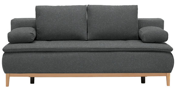 BOXSPRINGSOFA in Webstoff Grau - Eichefarben/Beige, Design, Holz/Textil (202/78-93/100cm) - Venda