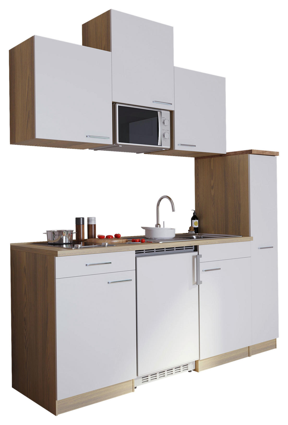 KÜCHENBLOCK 180 cm   in Weiß  - Eichefarben/Alufarben, Basics, Holzwerkstoff/Kunststoff (180cm) - Respekta