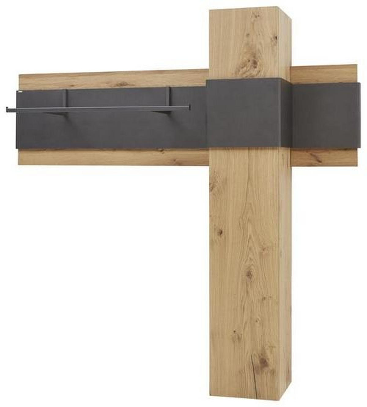 GARDEROBE 2-teilig  in 178/176/39 cm  - Eichefarben/Anthrazit, Natur, Holz/Metall (178/176/39cm) - Voglauer