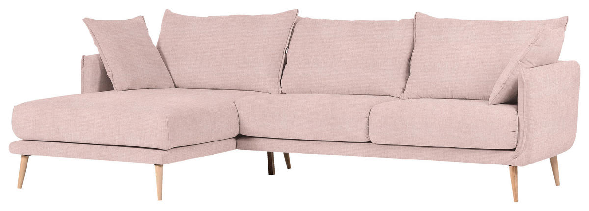ECKSOFA in Mikrofaser Rosa  - Buchefarben/Rosa, Design, Holz/Textil (160/270cm) - MID.YOU