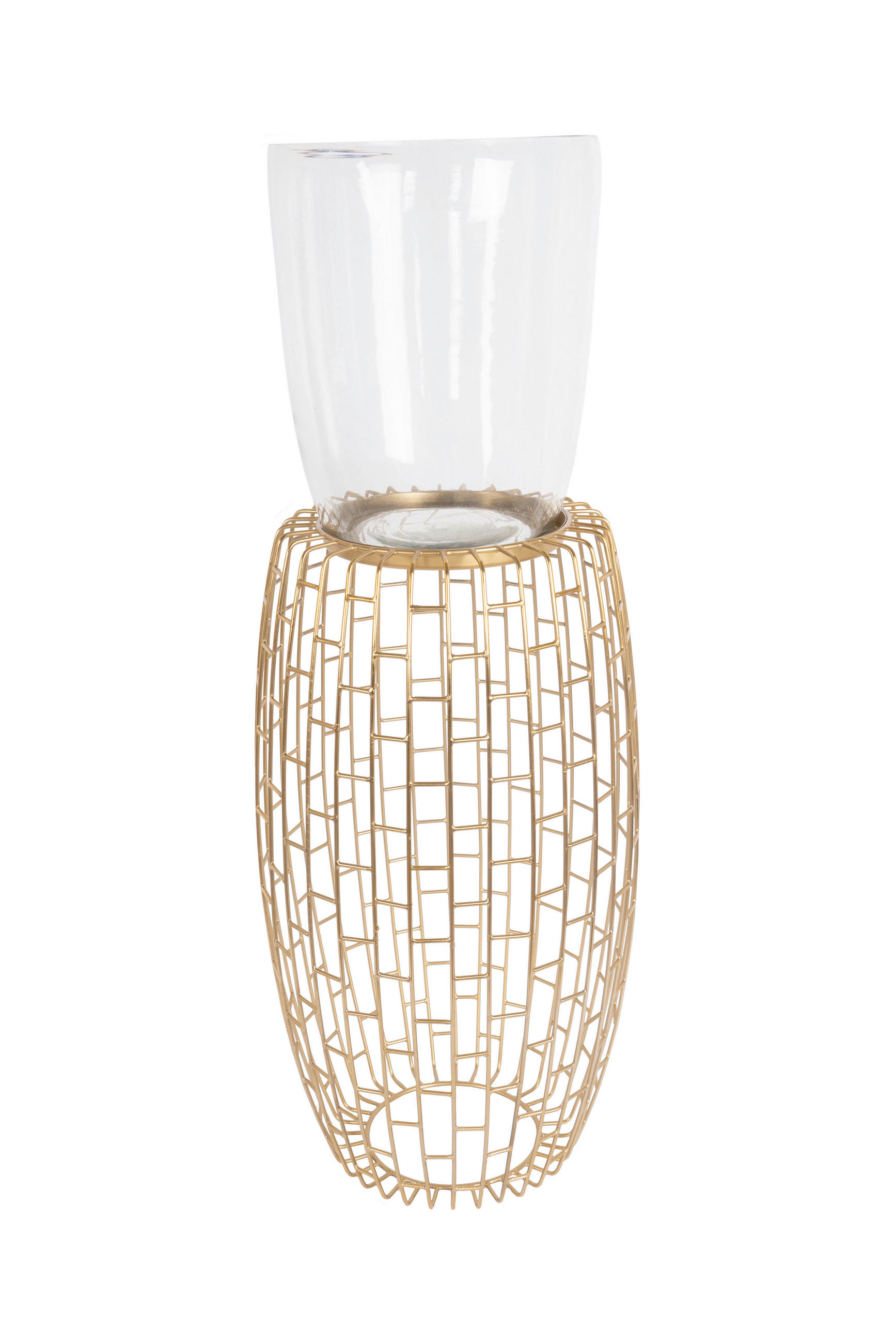 KERZENHALTER - Goldfarben, Design, Glas/Metall (28/73/28cm) - Kayoom