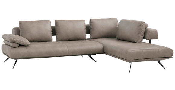 ECKSOFA in Echtleder Grau  - Schwarz/Grau, Design, Leder/Metall (305/231cm) - Dieter Knoll