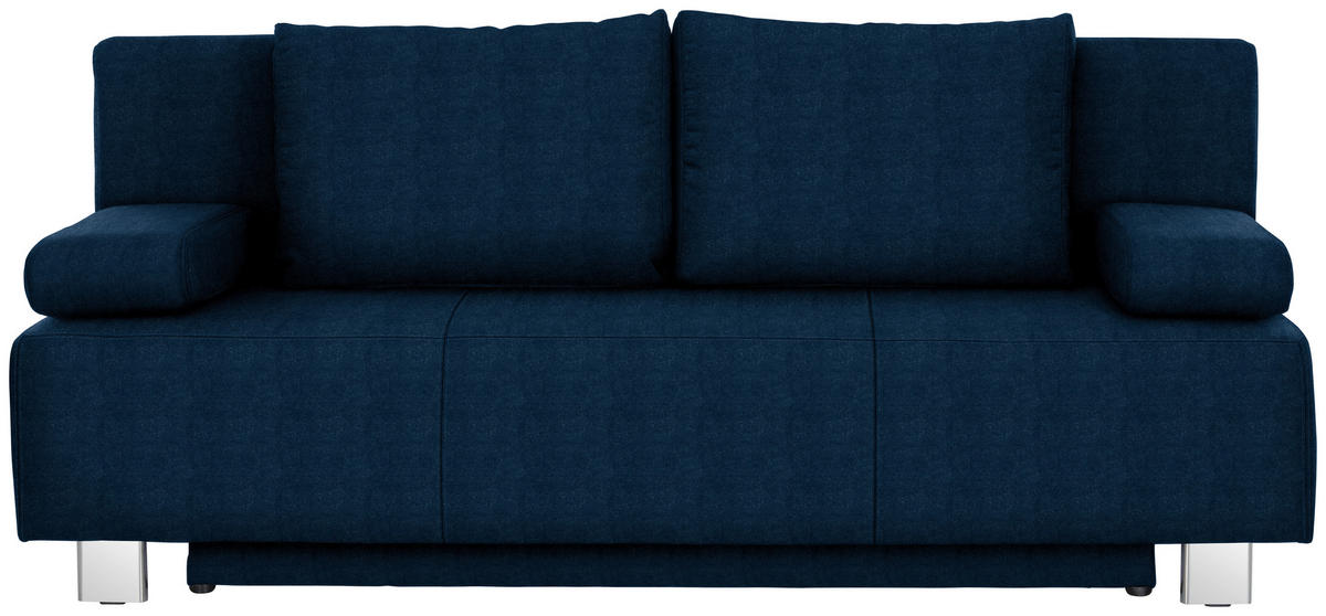 SCHLAFSOFA  mit Stoffauswahl, Rücken echt Blau  - Chromfarben/Blau, Design, Textil/Metall (197/88/89cm) - Livetastic