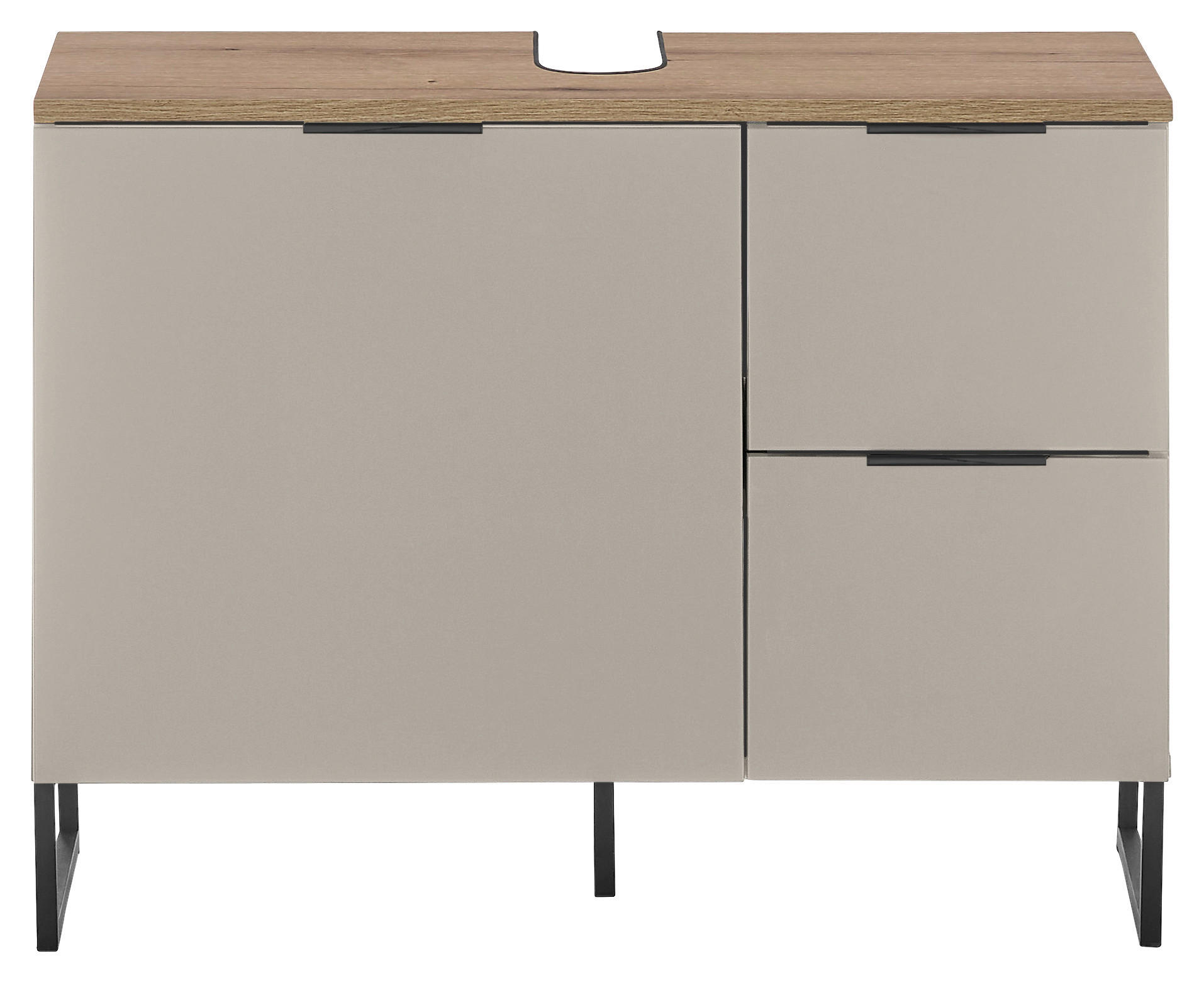 WASCHBECKENUNTERSCHRANK 80/60/35 cm  - Kaschmir/Eichefarben, KONVENTIONELL, Holzwerkstoff/Metall (80/60/35cm) - home24