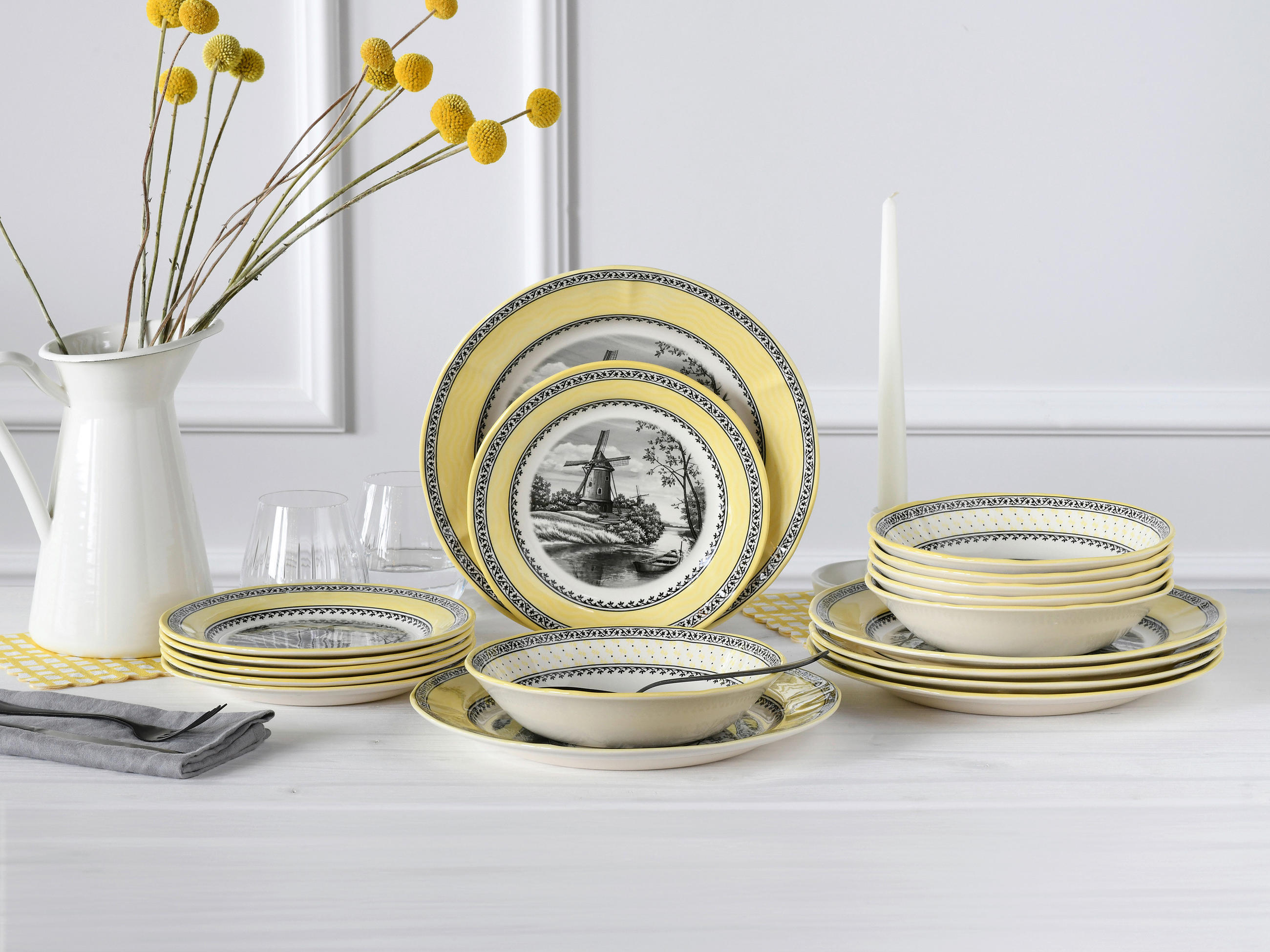 TAFELSERVICE Multicolor Windmühle Gelb 18-teilig  - Multicolor, Basics, Keramik - Creatable