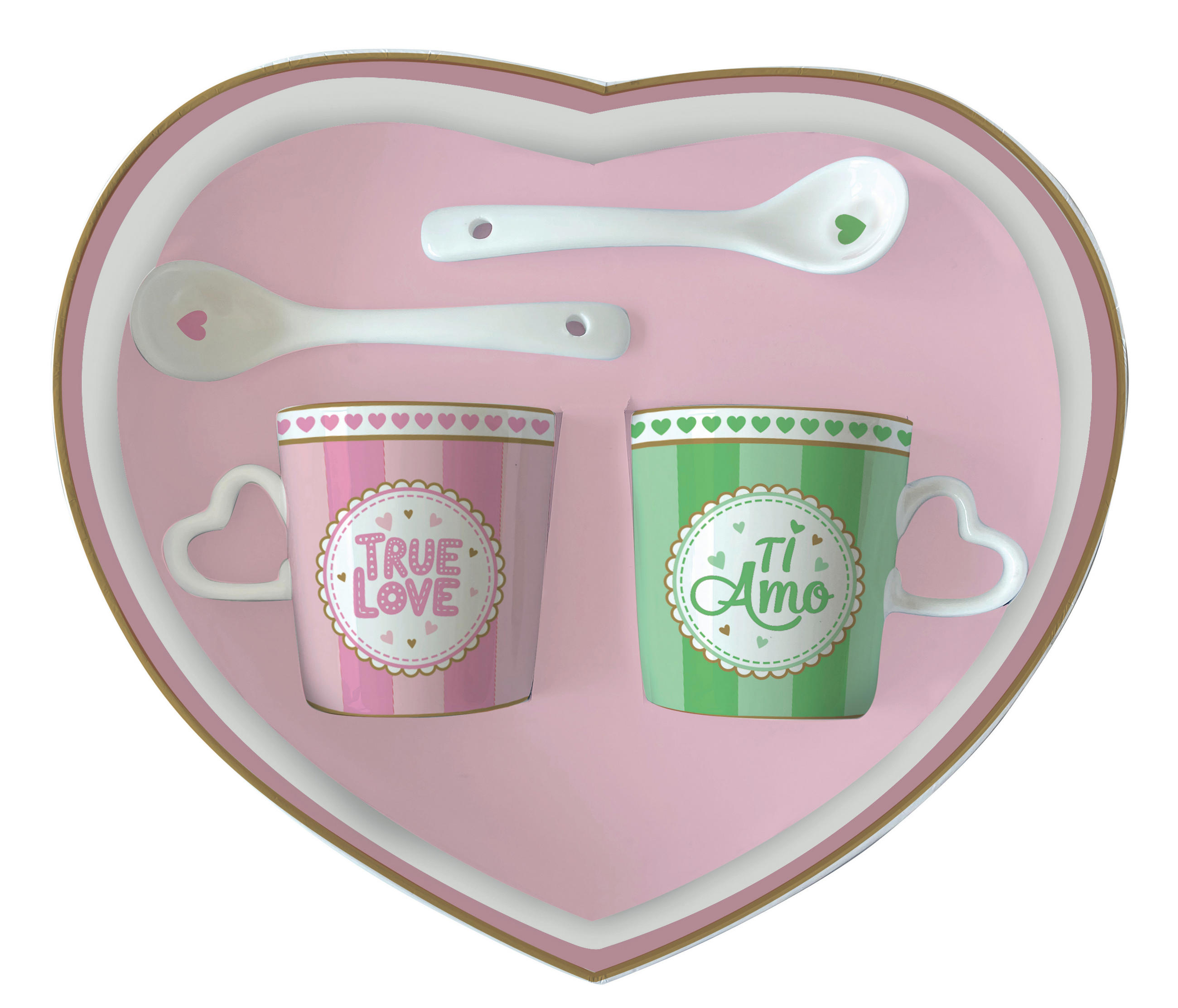 POHÁR  - pink/fehér, Basics, kerámia (0,10l)