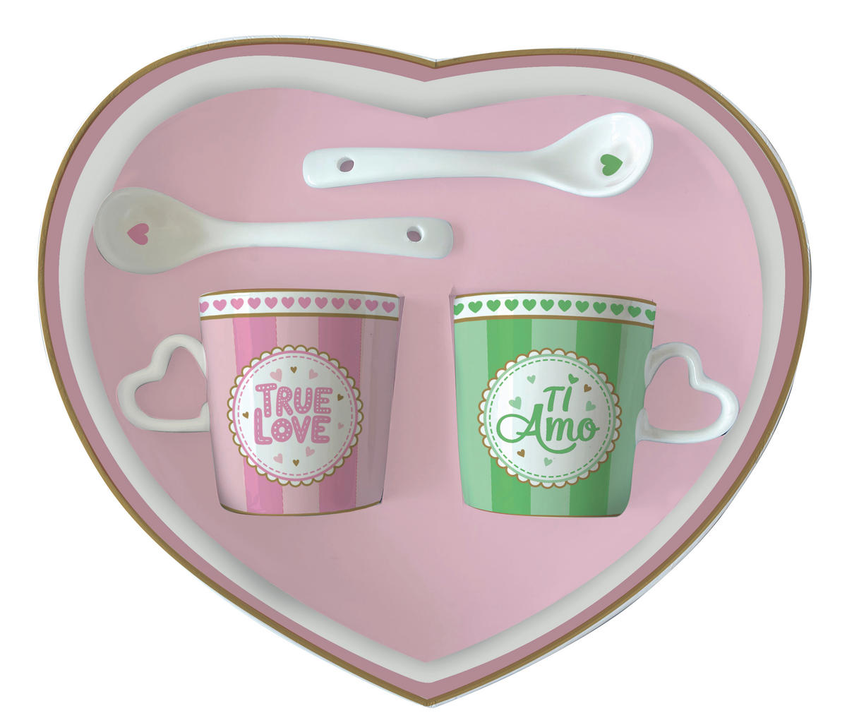 POHÁR  - pink/fehér, Basics, kerámia (0,10l)