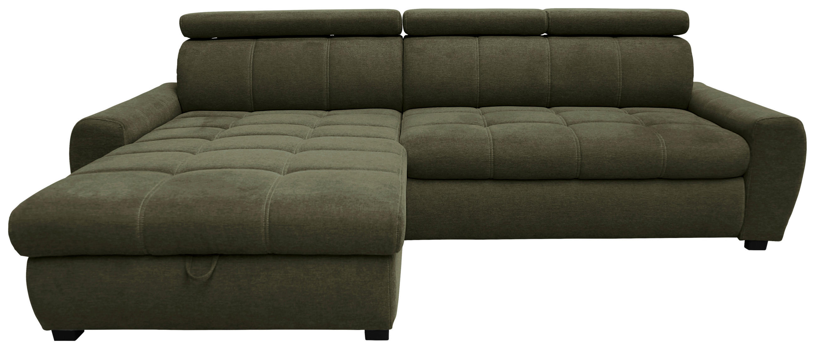 Wohnlandschaft inkl.Funktionen in Webstoff Grün  173/276 cm  - Schwarz/Weiß, LIFESTYLE, Kunststoff/Textil (173/276cm) - Stylife