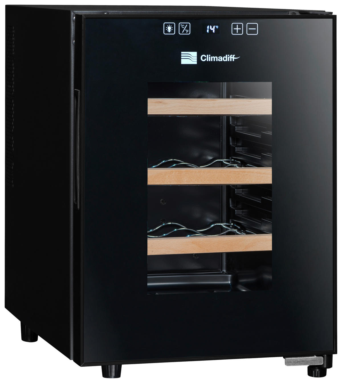 WEINKÜHLSCHRANK CC12F  - Schwarz, Basics, Glas/Holz (48/34,5/46cm)